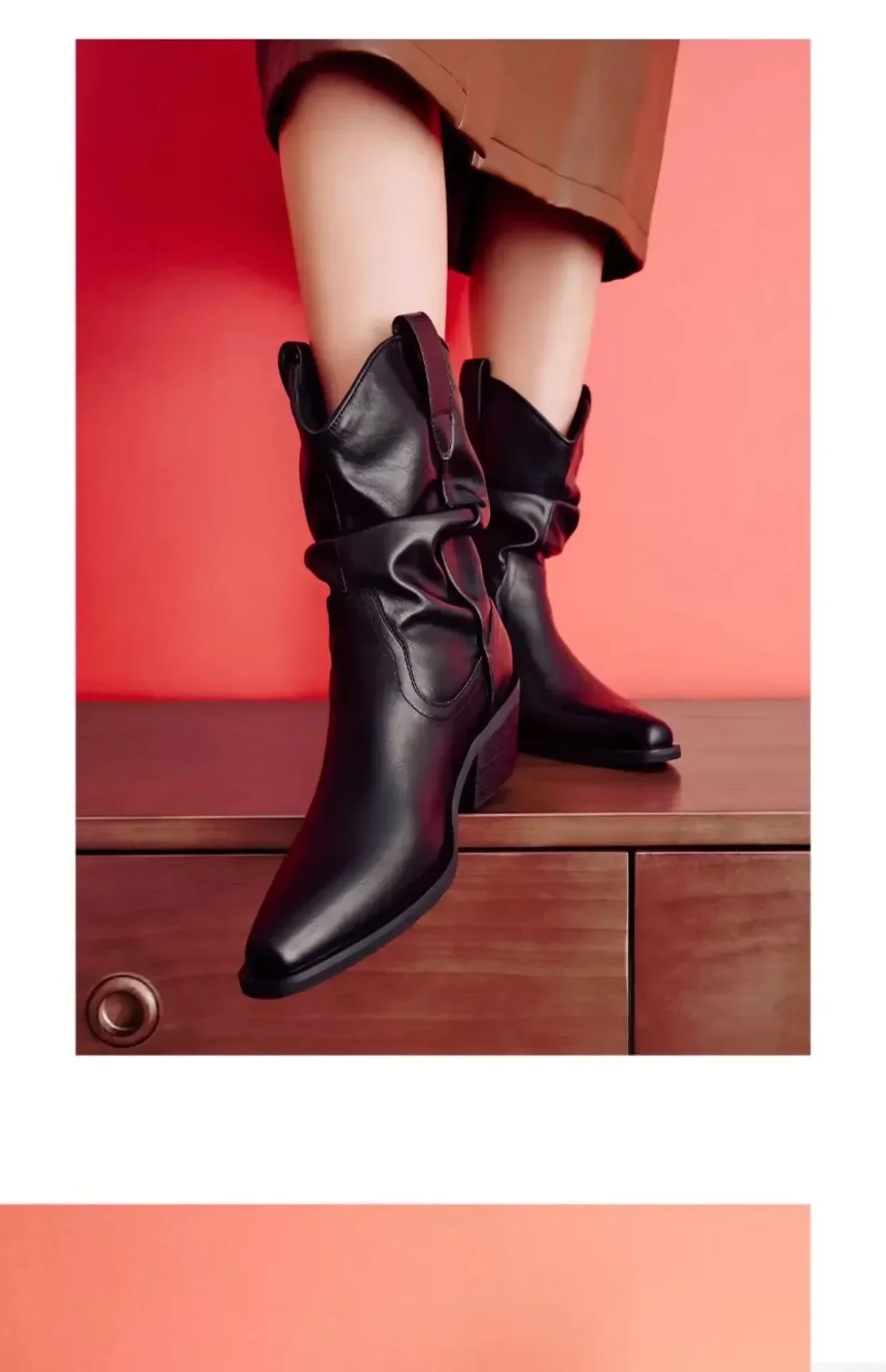 Women Chunky Heeled Western Faux Suede Ankle Boots