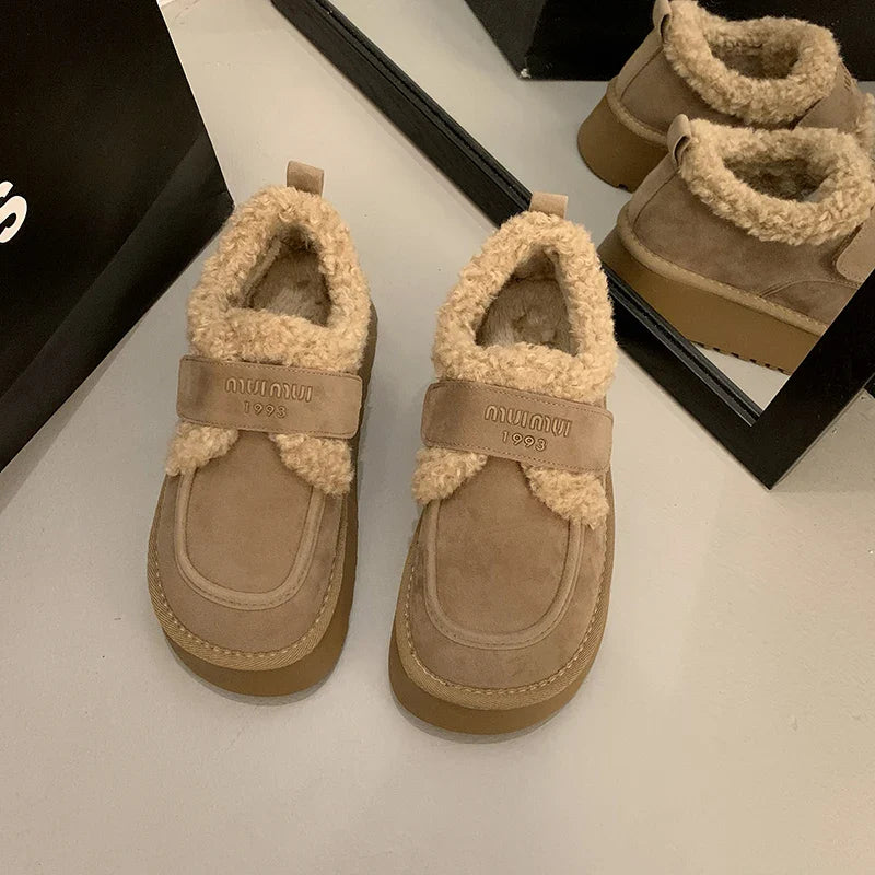 Thicken Plush Winter Women's Non Slip Thick Bottom Ankle Snow Boots