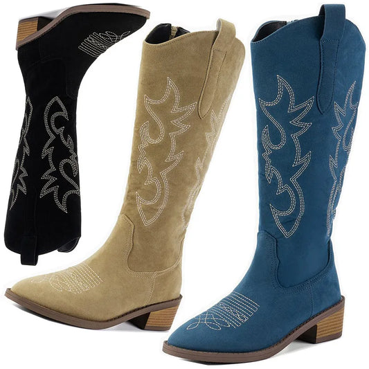 Women Chelsea Cowboy Knee High Boots