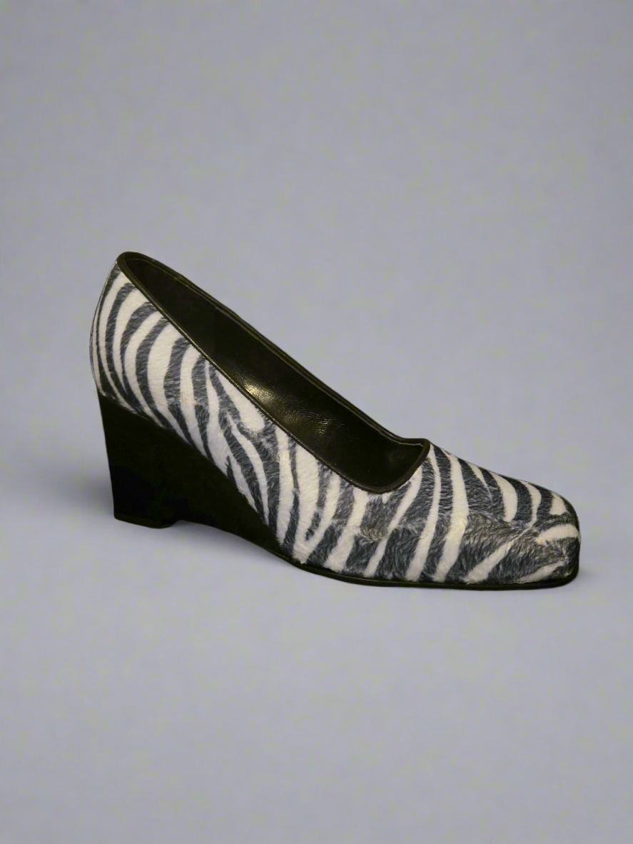 Gardone 1069-70 Zebra Print Wedge Heel