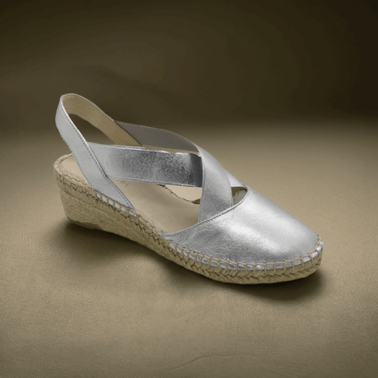 Footsie Silver Espadrilles Wedge Heel Closed-Toe