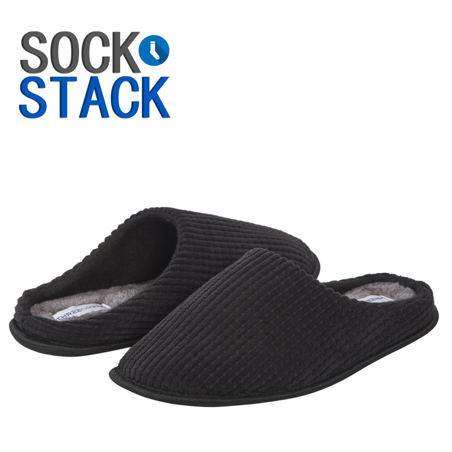 Men's Corduroy Slip On Indoor House Shoes Non Slip Sole Memory Foam Warm Thermal Lined Easy Care Slipper Pair by Sock Stack